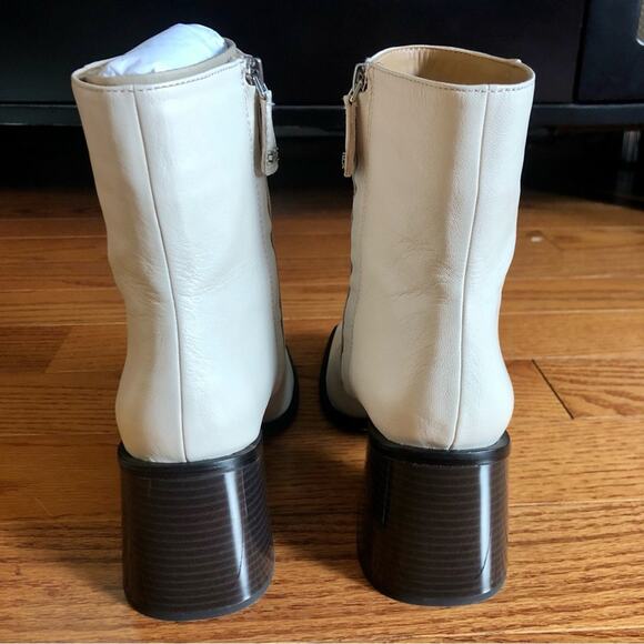 SAM EDELMAN WINNIE Ivory Leather Block Heel Bootie Women’s Size 8 - Picture 6 of 16